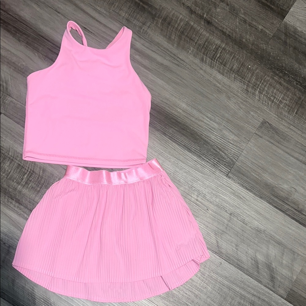 Stylish Pink Halter Top and Skirt Set
